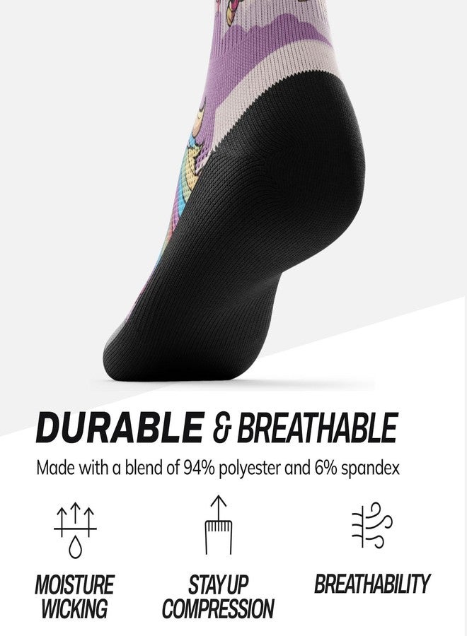 Outway Novelty Crew Socks for Men & Women, Breathable, Moisture-Wicking Athletic Calf Sock with Arch Support, Polyester & Spandex Blend, Colorful, Fun Life, Dark Magic, M-L - Image 3